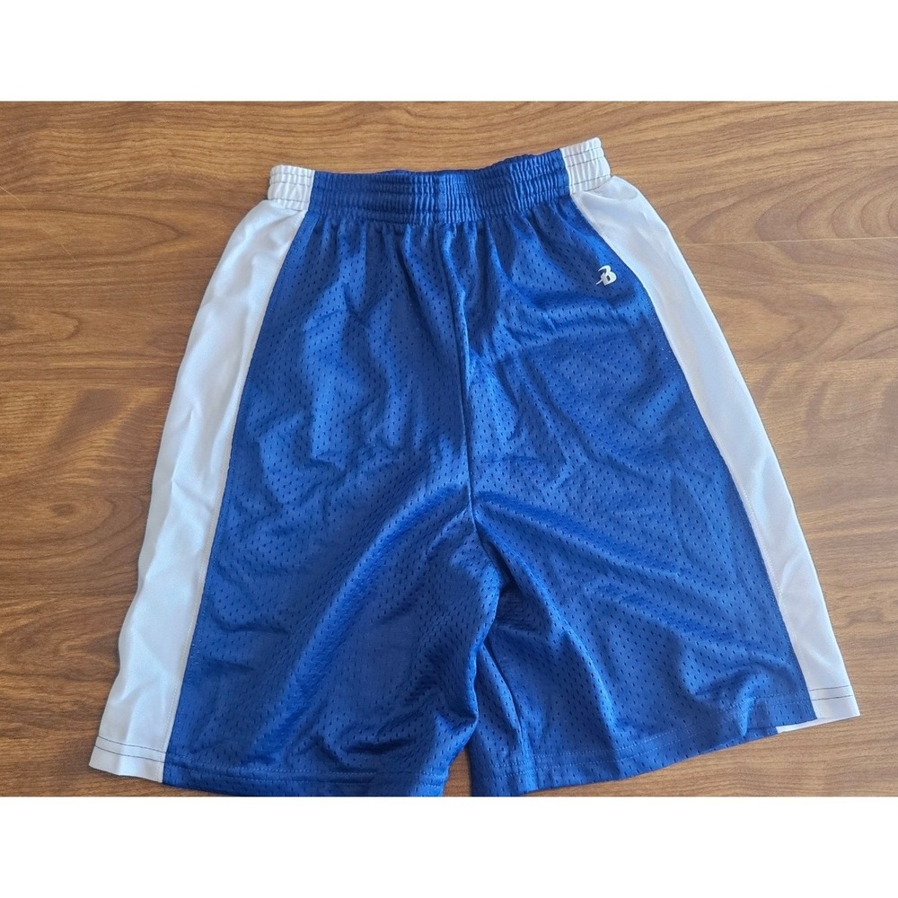 Badger‎ Sport Youth Blue White Athletic Mesh Basketball Shorts